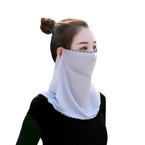 Шелковая летняя вуаль, медицинская маска, шарф, шарф-платок, защита от солнца, УФ-защита, с защитой шеи