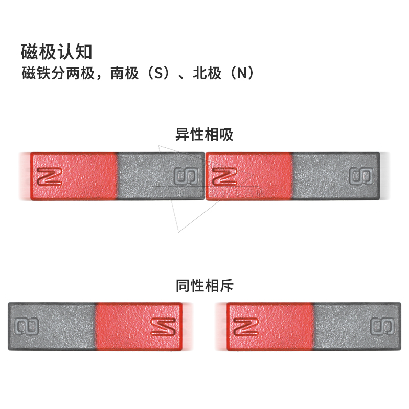 实验教学条形磁铁区分极性辨别 N极 S极吸铁石识别极性磁极 - 图1