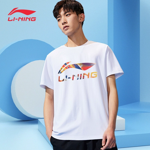 Li Ning, хлопковая футболка с коротким рукавом, летний спортивный костюм, с печатью вашего логотипа, свободный крой