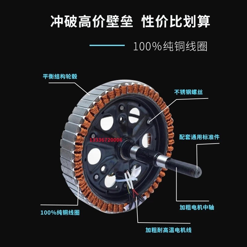 新款48V/60V64/72V/500W/800W/1000W10寸大功率电动车电摩电机 - 图0