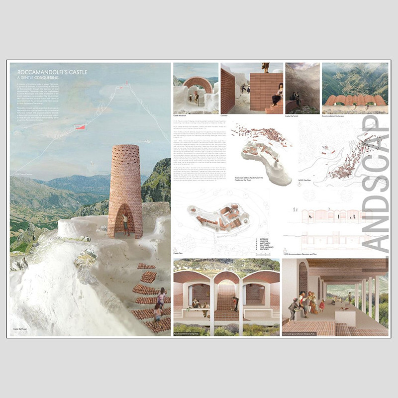 高端毕设排版规划建筑风景园林快题设计竞赛风作品集展板模板PSD_虎窝淘