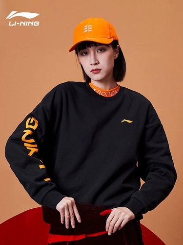 Li Ning, демисезонная толстовка подходит для мужчин и женщин, флисовый лонгслив с круглым воротником, спортивный костюм, оверсайз, для влюбленных