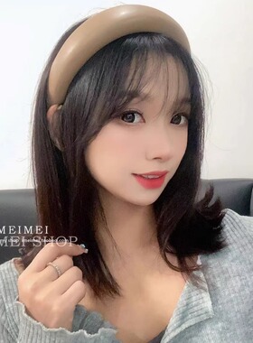 秋冬新款皮质高颅顶宽发箍不勒头