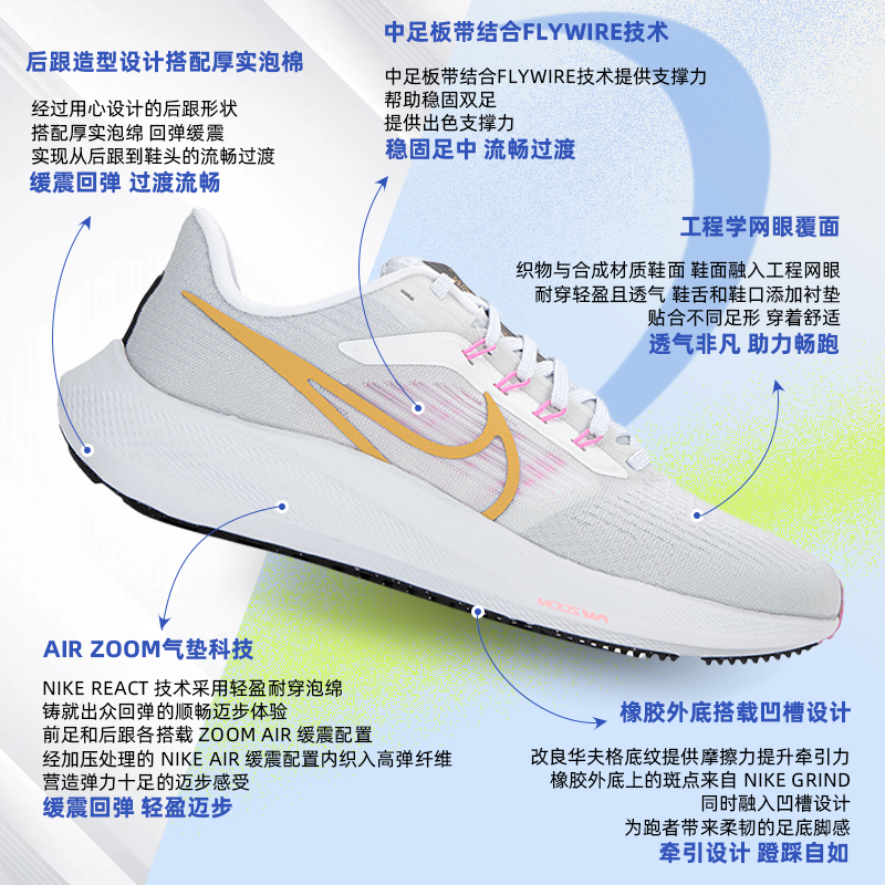 Nike耐克女鞋2024夏季新款飞马39AIR ZOOM运动鞋轻便跑步鞋DH4072 - 图2