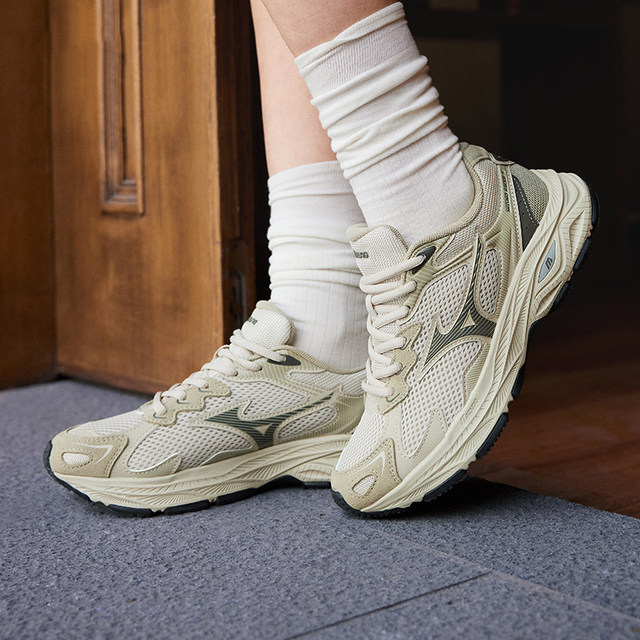 Lucky Leaf丨Mizuno ເກີບຜູ້ຊາຍແລະແມ່ຍິງ RACER S retro ພໍ່ເກີບ breathable West Lake Longjing sneakers
