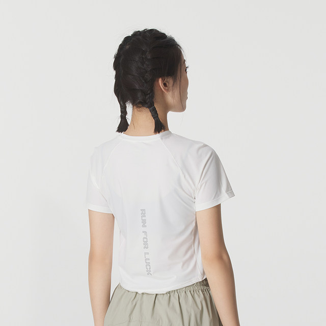 Lucky Leaf丨Blue Step ແຂນສັ້ນຂອງຜູ້ຍິງ 2026 Summer New Running Trainingwear Sportswear Short Slim T-shirt