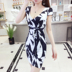 Mùa hè 2019 mới của phụ nữ Hàn Quốc gợi cảm low-cut slim bag hip dress thời trang ràng buộc váy in eo - váy đầm váy body váy đầm