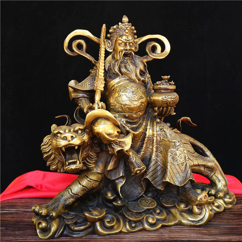 黄铜赵公明财神骑虎像纯铜武财神赵公明招财特大号 - 图0