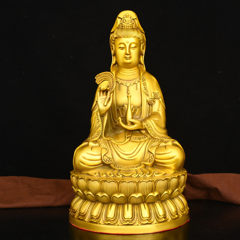 纯黄铜观音菩萨佛像供奉家用南海坐莲观世音家居摆件铜像,淘宝优惠券,粉丝福利购,淘宝优惠卷