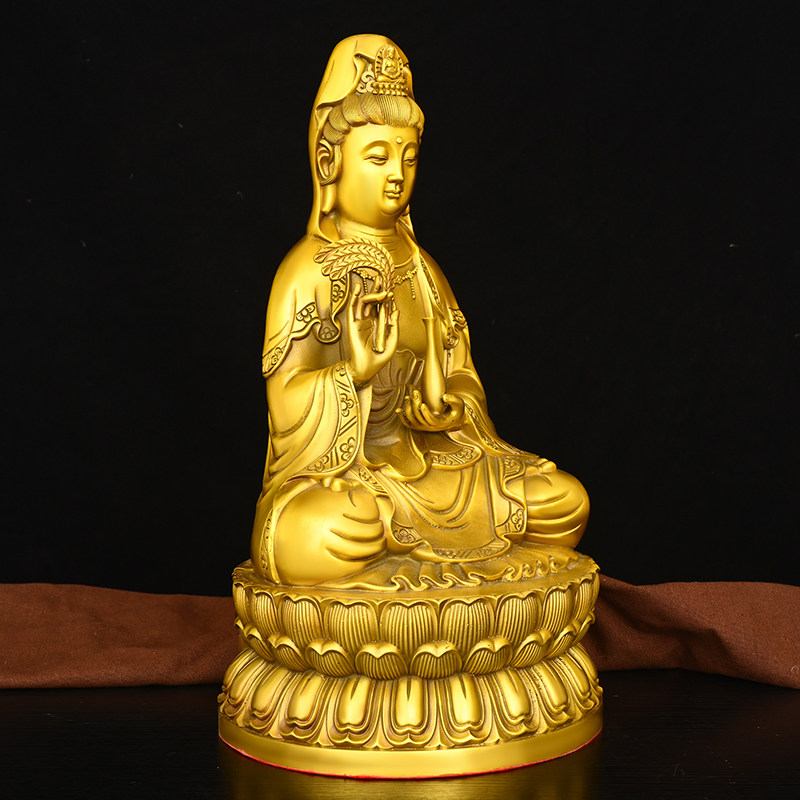 纯黄铜观音菩萨佛像供奉家用南海坐莲观世音家居摆件铜像,淘宝优惠券,粉丝福利购,淘宝优惠卷