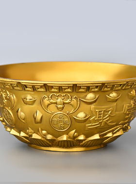 实心铜聚宝盆摆件铜盆铜碗