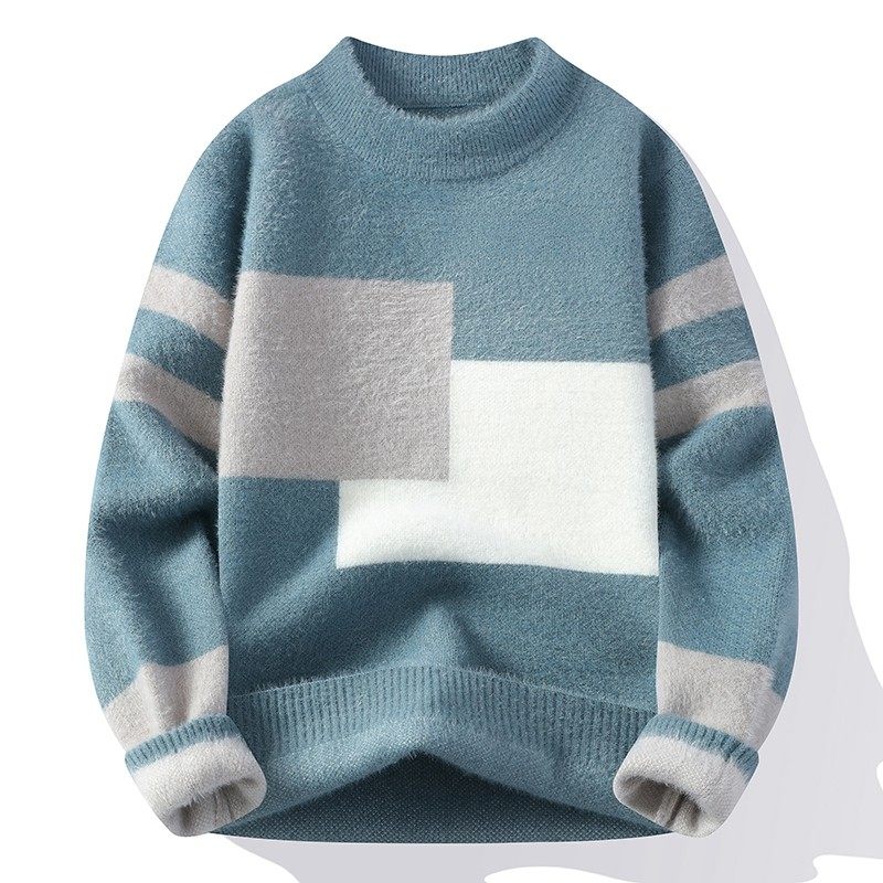 秋冬季水貂绒毛衣男加绒加厚青少年高中学生半高领保暖针织打底衫,淘宝优惠券,粉丝福利购,淘宝优惠卷