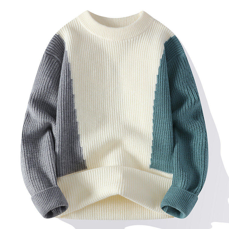 2025秋冬季新款假两件毛衣男士圆领线衣青少年加厚保暖打底针织衫,淘宝优惠券,粉丝福利购,淘宝优惠卷