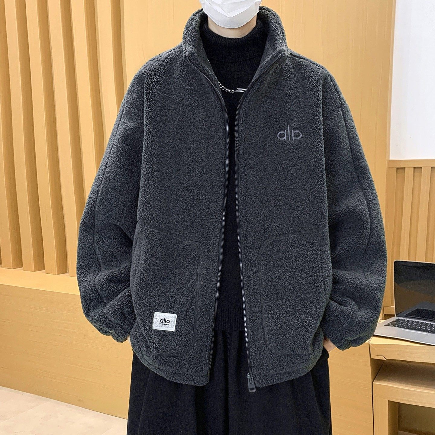 青少年立领外套男士冬季加绒加厚夹克男款大童冬装羊羔绒保暖衣服,淘宝优惠券,粉丝福利购,淘宝优惠卷