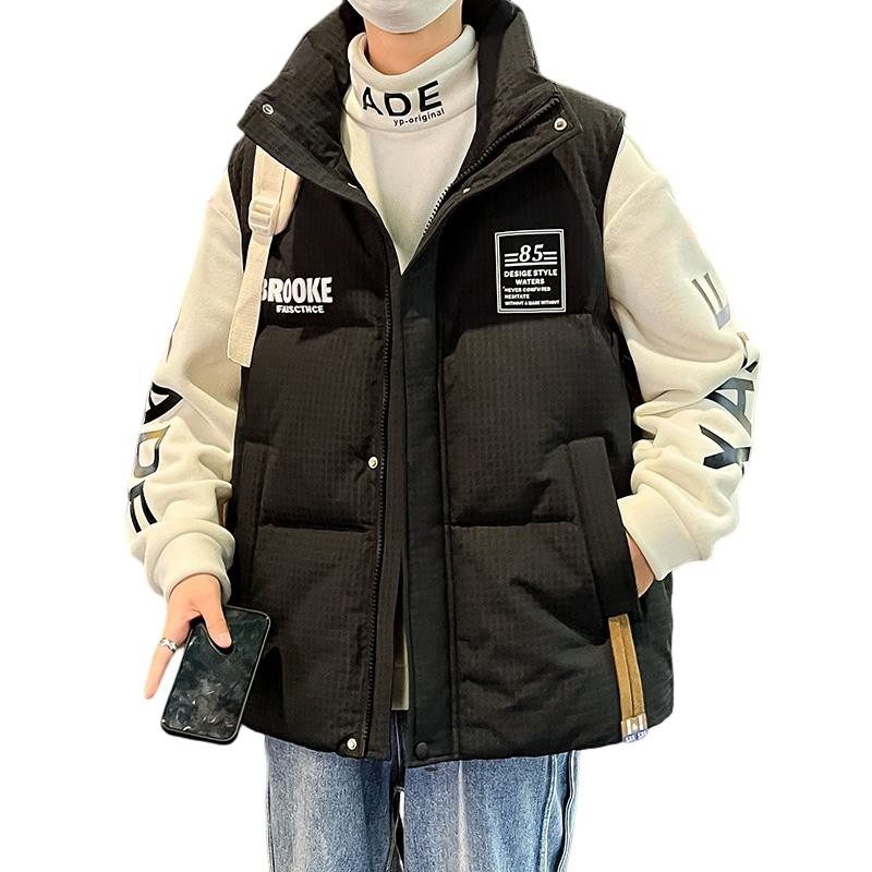 潮牌立领棉马甲男生冬季新款青少年棉服无袖棉衣外套保暖背心坎肩,淘宝优惠券,粉丝福利购,淘宝优惠卷