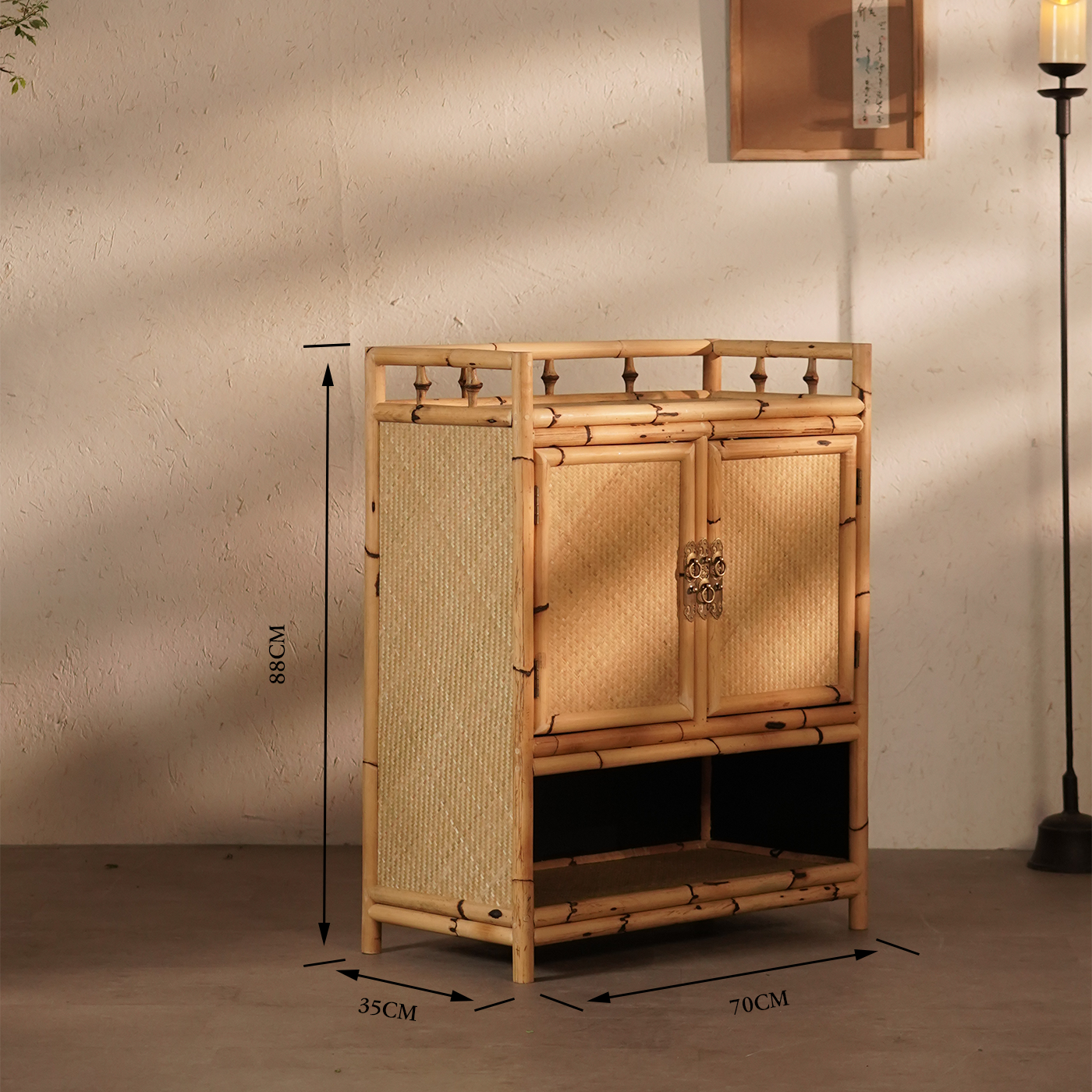 赋石天然竹藤手工制作禅意茶边柜中式复古茶空间置物茶叶柜,淘宝优惠券,粉丝福利购,淘宝优惠卷