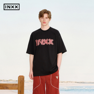 INXX撞色仿胶带印花纯棉短袖