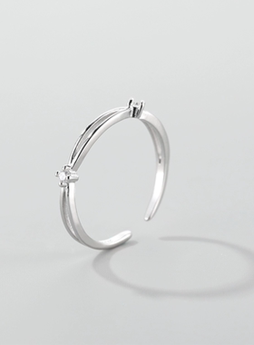 925纯银开怀大笑戒指女简约小众设计食指环时尚个性轻奢冷淡风