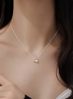 925纯银珍珠银球项链女小众2025新爆款高级感锁骨链颈链