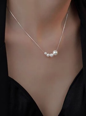 925纯银珍珠项链2025新款爆款女款高级设计感小众锁骨链