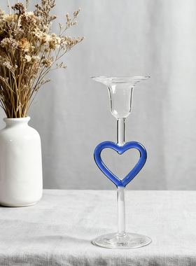 欧式高脚爱心烛台家居装饰摆件婚庆用品浪漫烛光晚餐彩色烛台道具