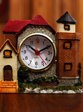 中号城堡闹钟儿童礼品 别墅创意闹钟 学生趣味床头钟家居桌面摆件