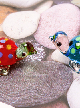 创意玻璃工艺品摆件家居饰水族箱造景鱼缸装饰品田园彩色乌龟玩具