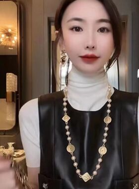 骨链项链复古纽扣气质