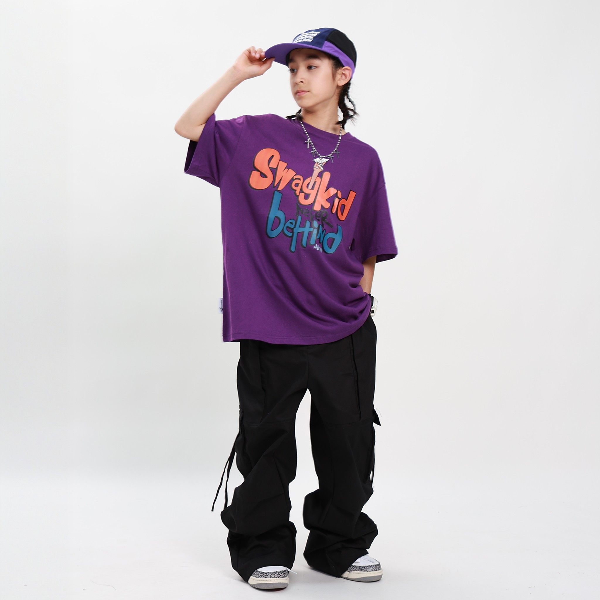 SWAG儿童街舞潮服嘻哈hiphop短袖裤子帅气男女童街舞套装演出服,淘宝优惠券,粉丝福利购,淘宝优惠卷