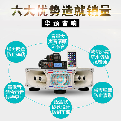 车载扩音机大功率车顶四方位汽车广告宣传喇叭喊话录音扬声器音响 - 图2