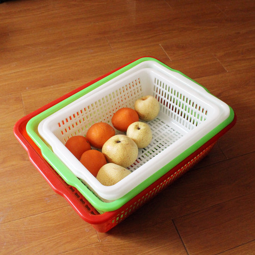 加厚长方形塑料筐仓库拣货筐配货周转筐整理收纳筐洗菜食品沥水筐 - 图0
