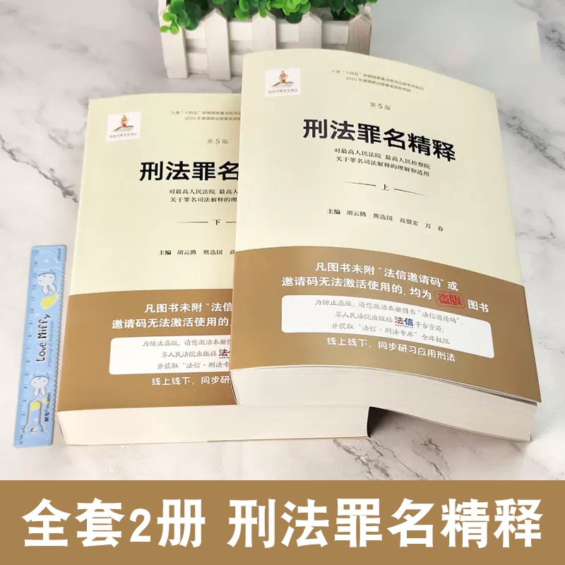 正版全套2册 刑法罪名精释 关于罪名司法解释的理解与适用 第5版 上下册 人民法院出版社 刑事司法解释实务刑法修正案十一教材教程 - 图1