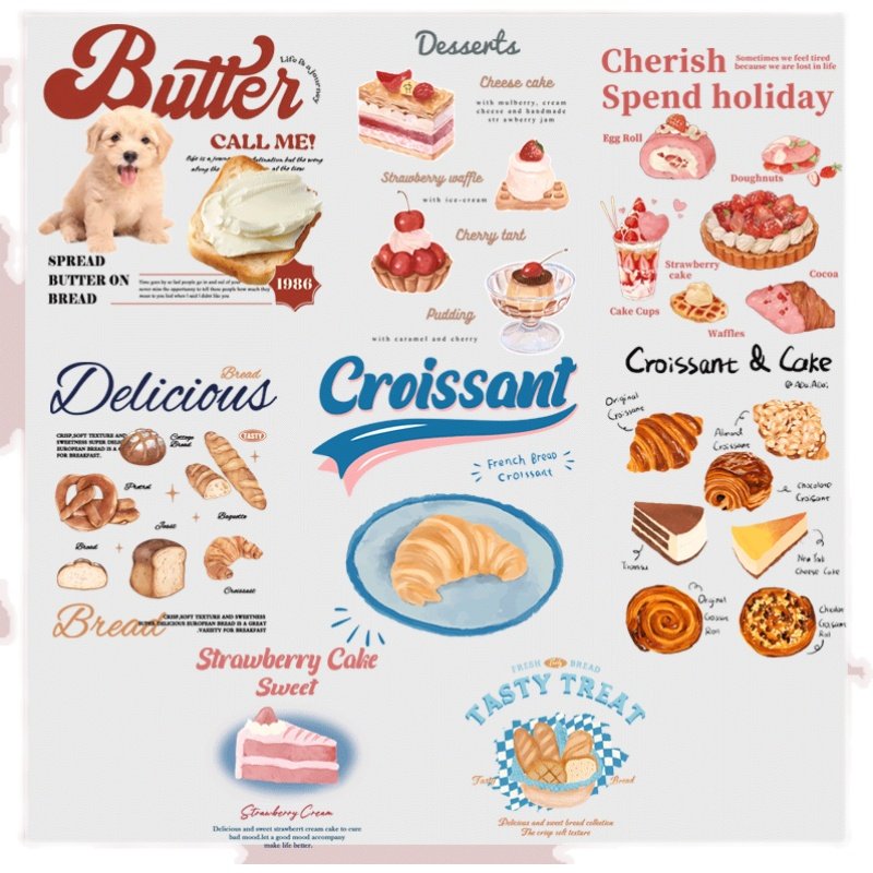 小狗甜品草莓面包图案烫画贴热转印烫图印花可爱女生儿童萌宝镂空,淘宝优惠券,粉丝福利购,淘宝优惠卷