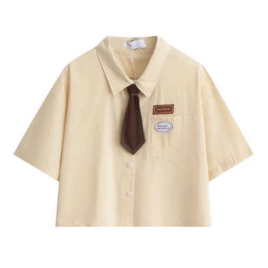 Summer suit student Korean style loose college style short-sleeved shirt + handsome work skirt girl two-piece suit