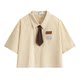 Summer suit student Korean style loose college style short-sleeved shirt + handsome work skirt girl two-piece suit