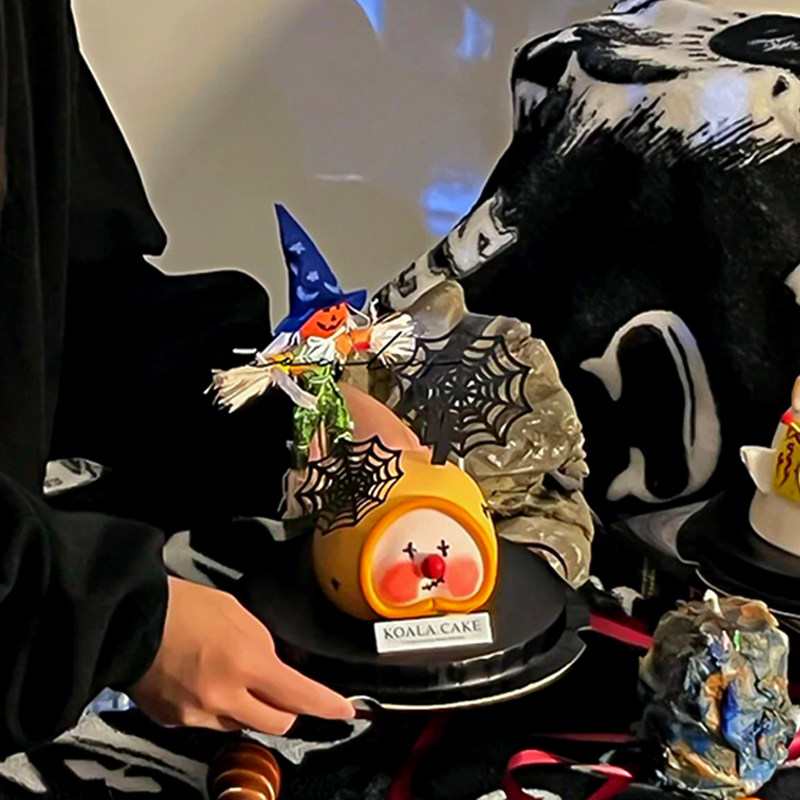 网红万圣节快乐搞怪loopy手绘蛋糕装饰仿真稻草人蜘蛛网巫女插件,淘宝优惠券,粉丝福利购,淘宝优惠卷