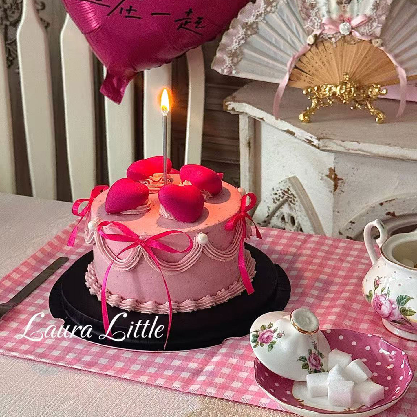 ins风七夕情人节告白气球蛋糕装饰珍珠蝴蝶结配件透明蛋糕打包盒,淘宝优惠券,粉丝福利购,淘宝优惠卷