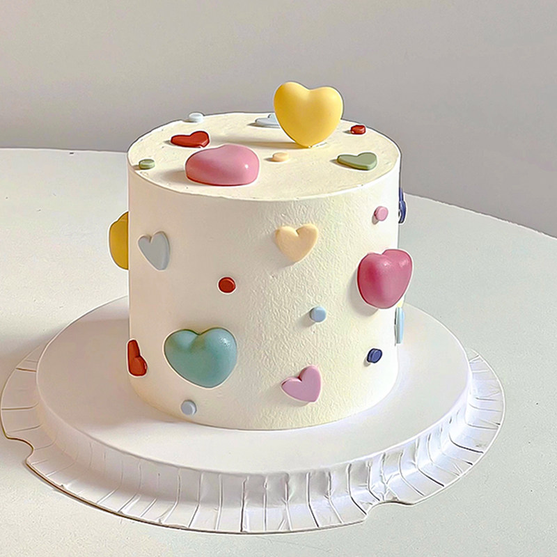 春日多巴胺立体爱心蛋糕装饰简约小清新女生生日彩色翻糖心形模具,淘宝优惠券,粉丝福利购,淘宝优惠卷
