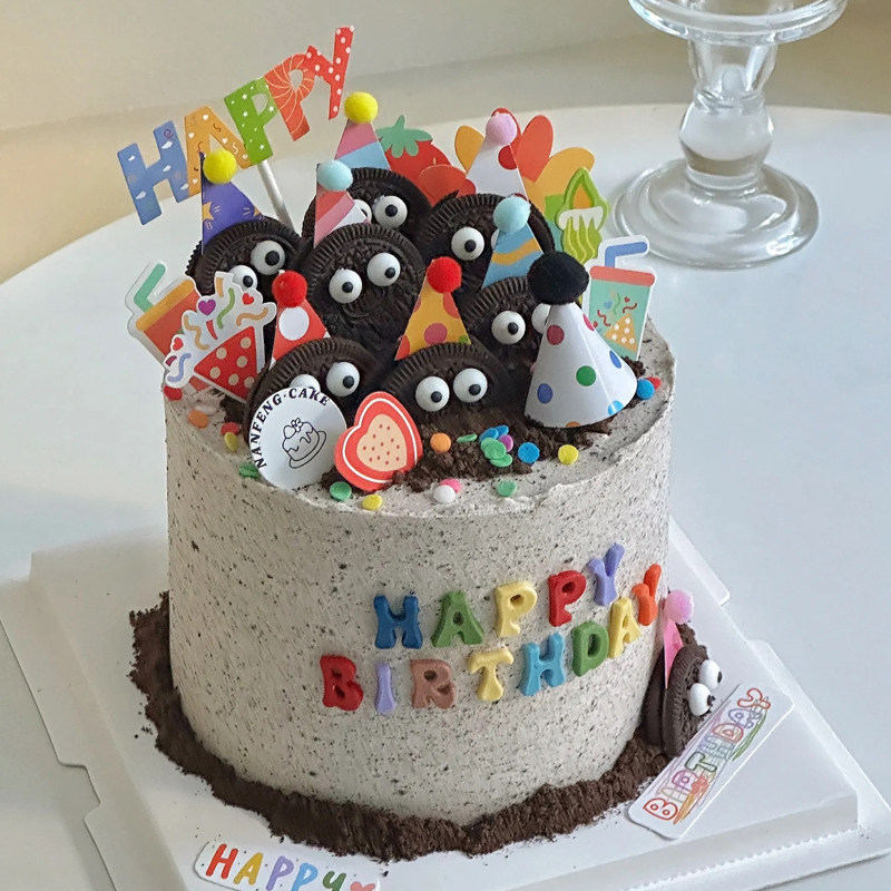 春游季彩色卡通熊兔奶茶礼花纸插牌可爱海盐奥利奥眼睛蛋糕装饰,淘宝优惠券,粉丝福利购,淘宝优惠卷