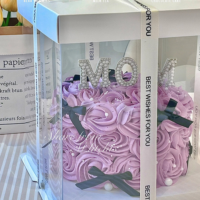 网红母亲节手绘裱花玫瑰花蛋糕装饰妈妈节珍珠MOM黑色蝴蝶结插件,淘宝优惠券,粉丝福利购,淘宝优惠卷