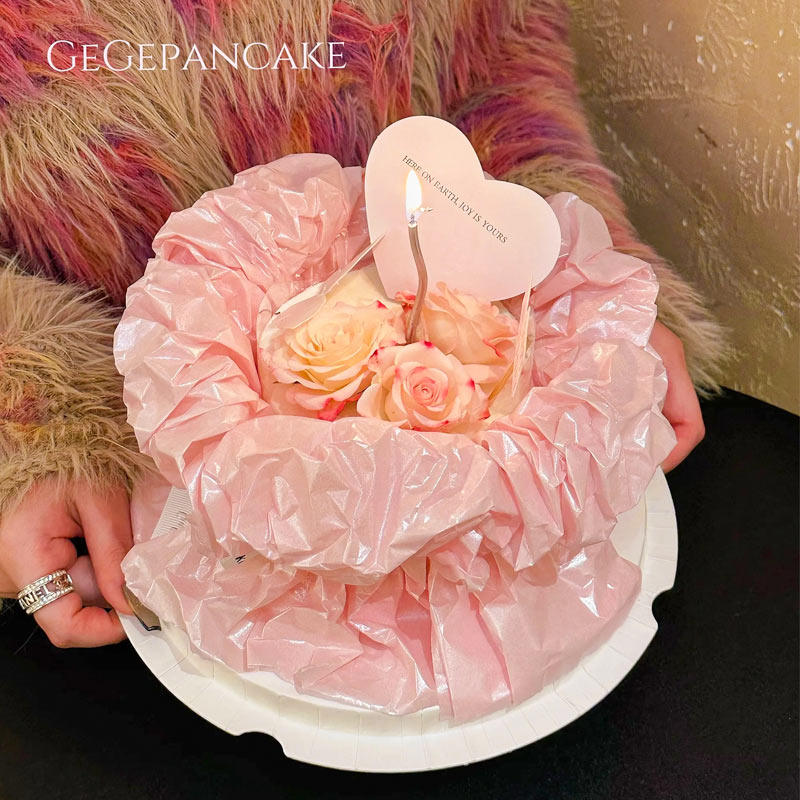 2.14情人节粉色玫瑰花束珠光粉色围边卡片甜品蛋糕装饰透明蛋糕盒,淘宝优惠券,粉丝福利购,淘宝优惠卷