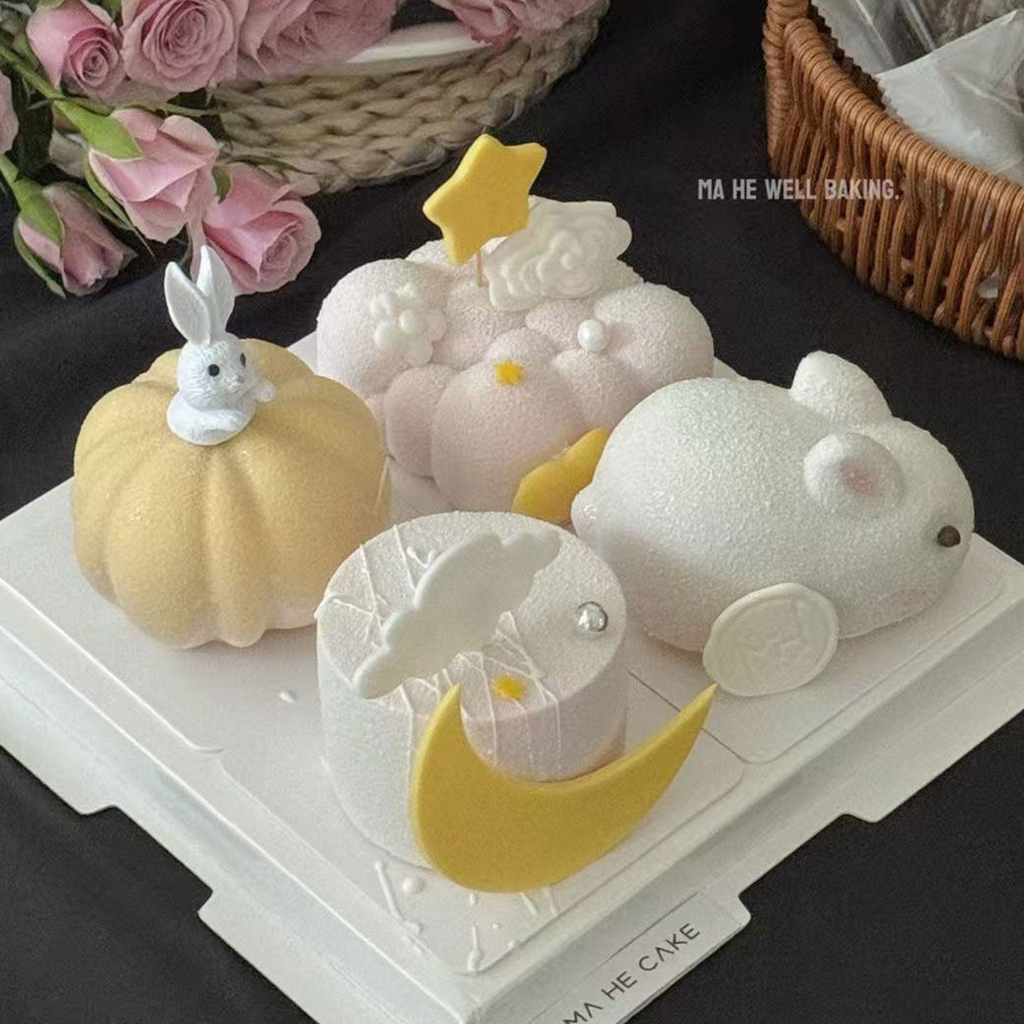 创意中秋节可爱兔子慕斯蛋糕装饰南瓜泡泡硅胶模具祥云兔兔摆件,淘宝优惠券,粉丝福利购,淘宝优惠卷