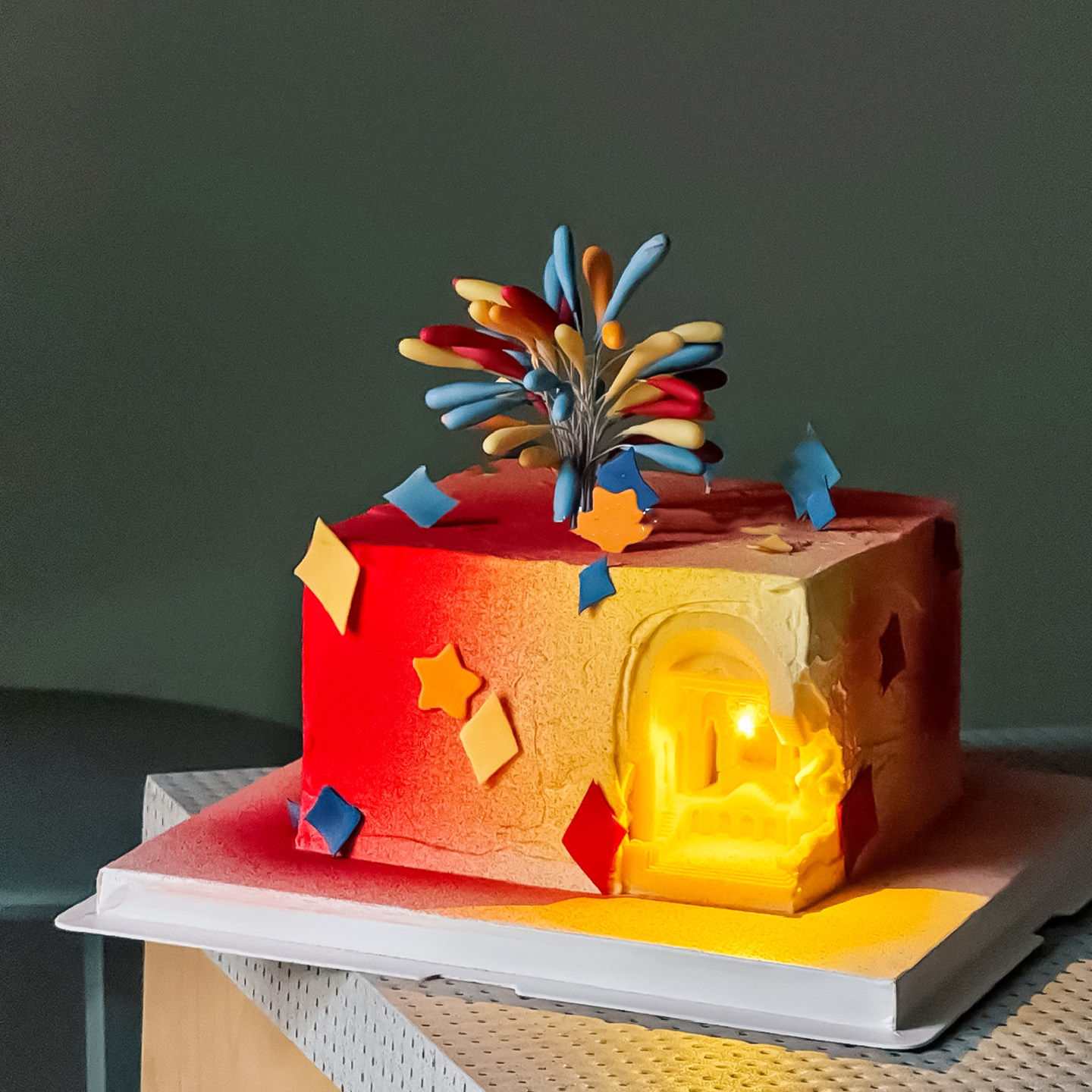 网红2026新年除夕夜手绘礼花宫殿蛋糕装饰新春仪式感星芒彩花装扮,淘宝优惠券,粉丝福利购,淘宝优惠卷