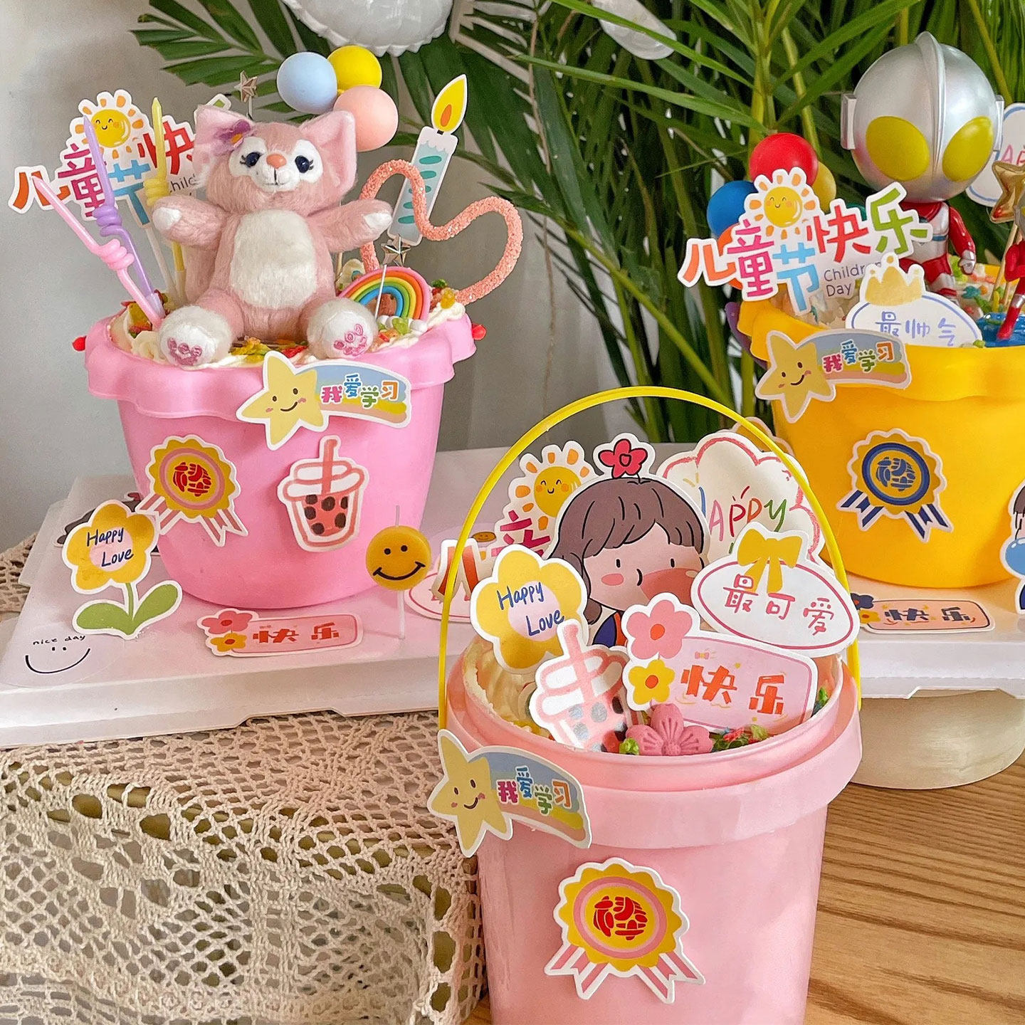 网红六一儿童节奶油桶蛋糕装饰DIY材料卡通奥特曼可爱甜品插件,淘宝优惠券,粉丝福利购,淘宝优惠卷