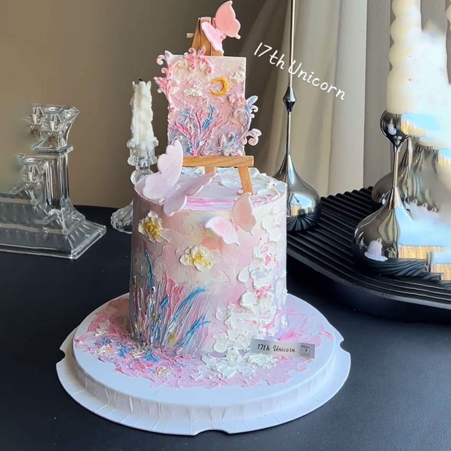 浪漫氛围感油画风奶油蛋糕装饰DIY木质支架蝴蝶花纹画板摆件配件,淘宝优惠券,粉丝福利购,淘宝优惠卷