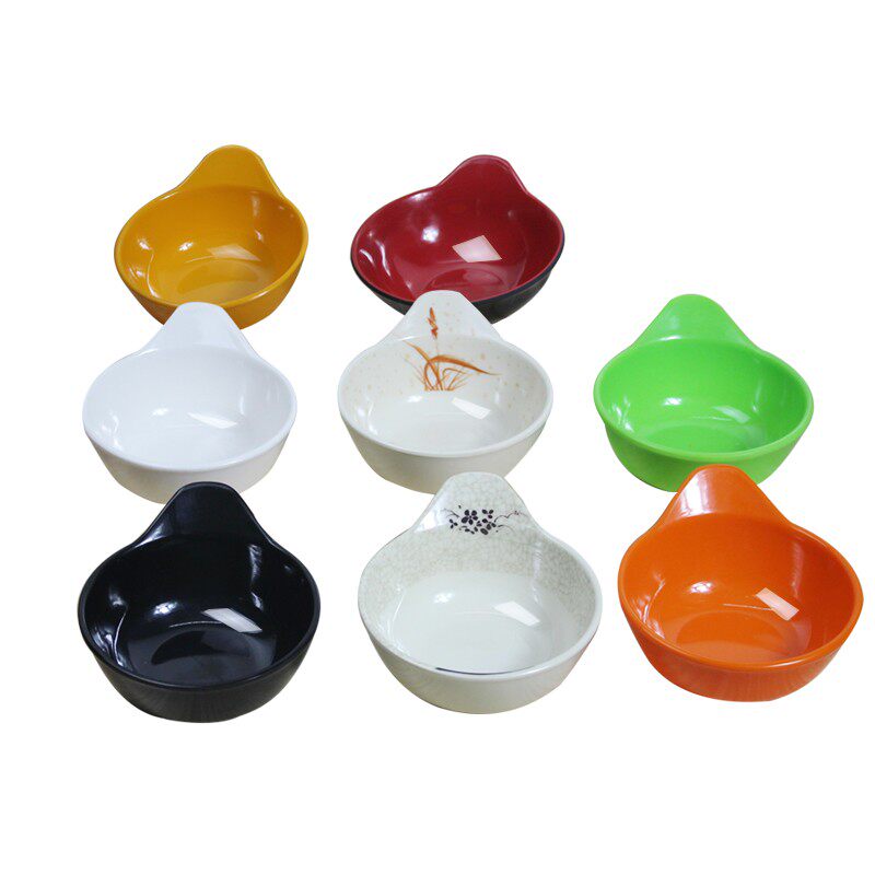 十个装火锅蘸料调料碗小料碗彩色密胺仿瓷小汤饭碗酒店单耳碗塑料