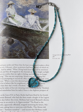 天然蓝磷灰石项链捷克珠爱心吊坠