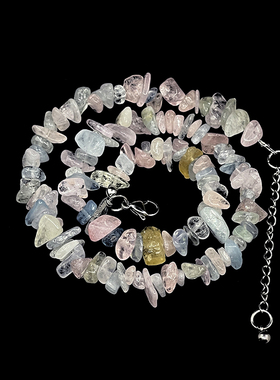 原创手作虞美人天然摩根石项链