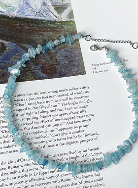 原创手作水乡船曲海蓝宝石项链