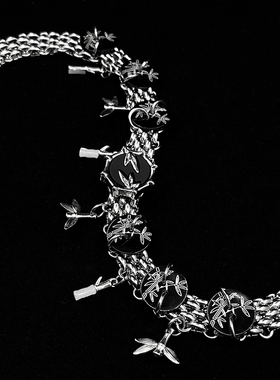 原创黑竹中式朋克choker项链颈链